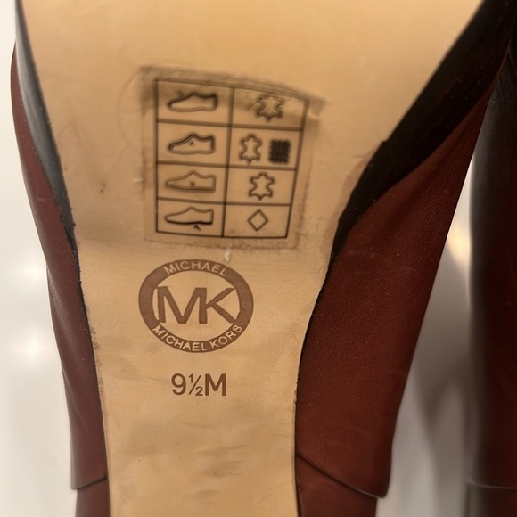 MICHAEL KORS Brown Leather platform ankle boots size 9.5 - Picture 5 of 16